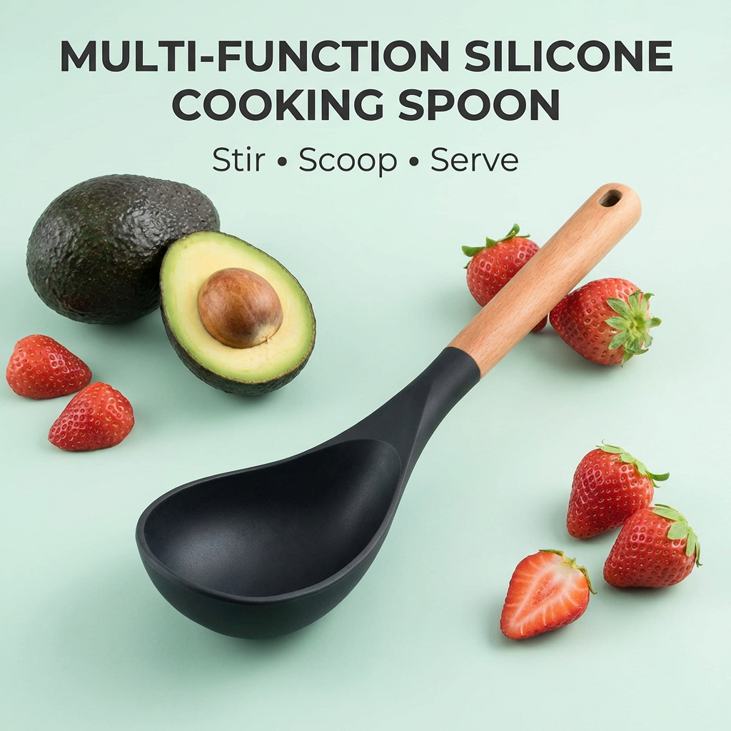 已改𝑴𝒖𝒍𝒕𝒊-𝑭𝒖𝒏𝒄𝒕𝒊𝒐𝒏 𝑺𝒊𝒍𝒊𝒄𝒐𝒏𝒆 𝑪𝒐𝒐𝒌𝒊𝒏𝒈 𝑺𝒑𝒐𝒐𝒏 – 𝑯𝒆𝒂𝒕 𝑹𝒆𝒔𝒊𝒔𝒕𝒂𝒏𝒕 𝑵𝒐𝒏-𝑺𝒕𝒊𝒄𝒌 𝑺𝒑𝒂𝒕𝒖𝒍𝒂 𝒘𝒊𝒕𝒉 𝑾𝒐𝒐𝒅𝒆𝒏 𝑯𝒂𝒏𝒅𝒍𝒆