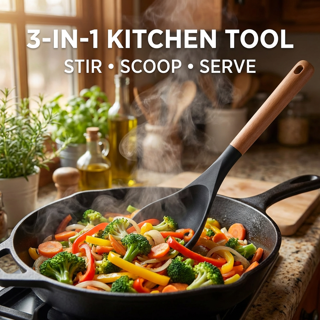 已改𝑴𝒖𝒍𝒕𝒊-𝑭𝒖𝒏𝒄𝒕𝒊𝒐𝒏 𝑺𝒊𝒍𝒊𝒄𝒐𝒏𝒆 𝑪𝒐𝒐𝒌𝒊𝒏𝒈 𝑺𝒑𝒐𝒐𝒏 – 𝑯𝒆𝒂𝒕 𝑹𝒆𝒔𝒊𝒔𝒕𝒂𝒏𝒕 𝑵𝒐𝒏-𝑺𝒕𝒊𝒄𝒌 𝑺𝒑𝒂𝒕𝒖𝒍𝒂 𝒘𝒊𝒕𝒉 𝑾𝒐𝒐𝒅𝒆𝒏 𝑯𝒂𝒏𝒅𝒍𝒆